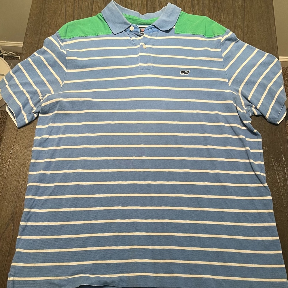 Vineyard Vines Blue and Green Polo Shirt